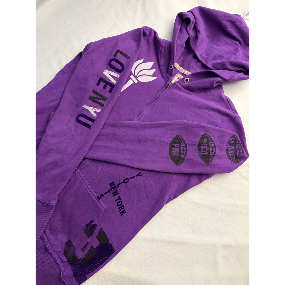 Pink Victoria's Secret NYU Violets Purple Y2K Full Zip Hoodie Collegiate Medium